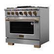 36 in. 5.2 cu. ft. 6 Burners Dual Fuel Range for Propane Gas in Stainless Steel