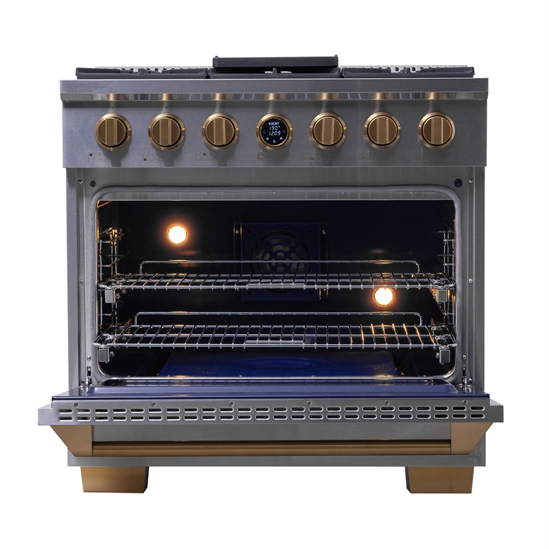 36 in. 5.2 cu. ft. 6 Burners Dual Fuel Range for Propane Gas in Stainless Steel