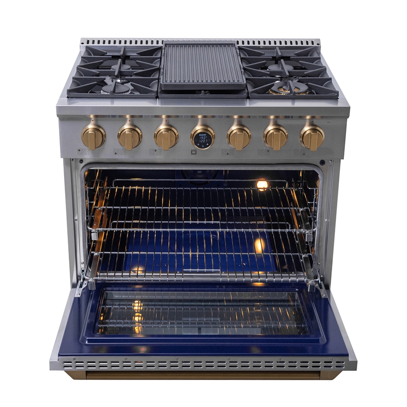 36 in. 5.2 cu. ft. 6 Burners Dual Fuel Range for Propane Gas in Stainless Steel