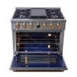 36 in. 5.2 cu. ft. 6 Burners Dual Fuel Range for Propane Gas in Stainless Steel