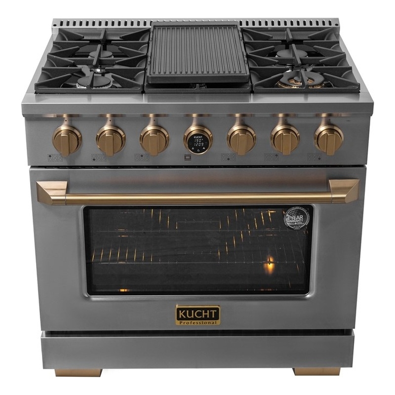 36 in. 5.2 cu. ft. 6 Burners Dual Fuel Range for Propane Gas in Stainless Steel