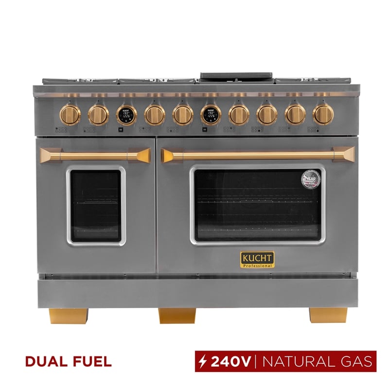 48 in. 6.7 cu. ft. 8 Burners Dual Fuel Range for Natural Gas in Stainless Steel