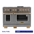 48 in. 6.7 cu. ft. 8 Burners Dual Fuel Range for Propane Gas in Stainless Steel.
