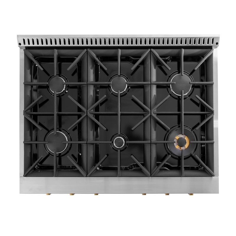 36 in. 5.2 cu. ft. Dual Fuel Range for Natural Gas in Dark Stainless Steel.