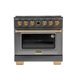 36 in. 5.2 cu. ft. Dual Fuel Range for Natural Gas in Dark Stainless Steel.