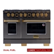 48 in. 8 Burners Dual Fuel Range for Natural Gas in Dark Stainless steel.