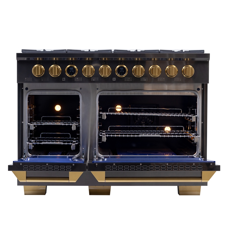 48 in. 8 Burners Dual Fuel Range for Propane Gas in Dark Stainless Steel