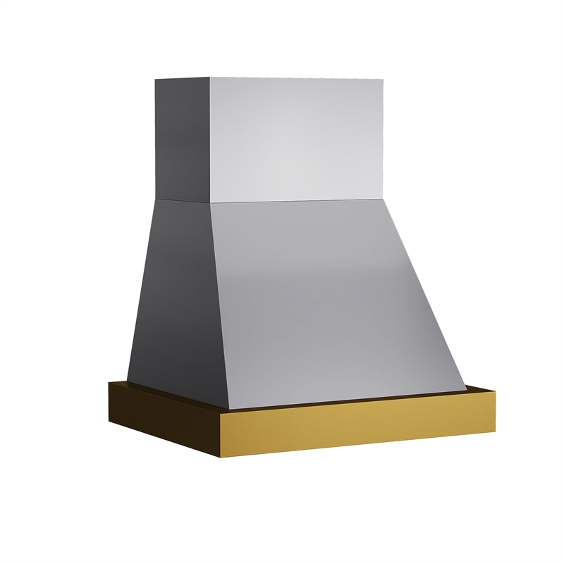 30 in. 600 CFM Wall Mounted Range Hood in Stainless Steel with Gold Accents