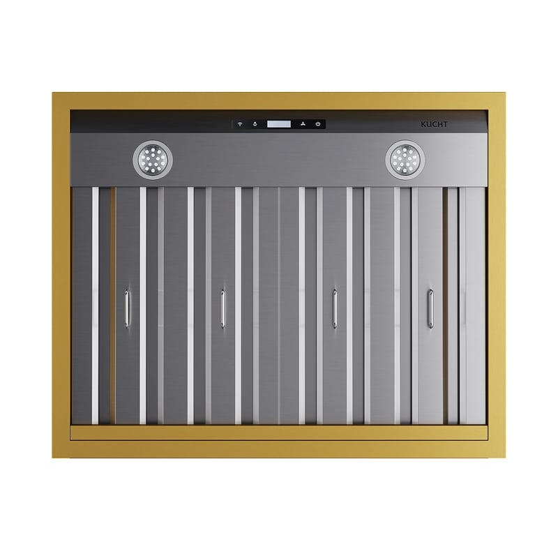 30 in. 600 CFM Wall Mounted Range Hood in Stainless Steel with Gold Accents