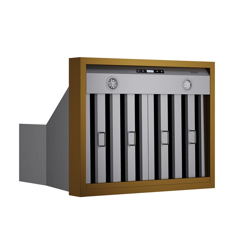 30 in. 600 CFM Wall Mounted Range Hood in Stainless Steel with Gold Accents