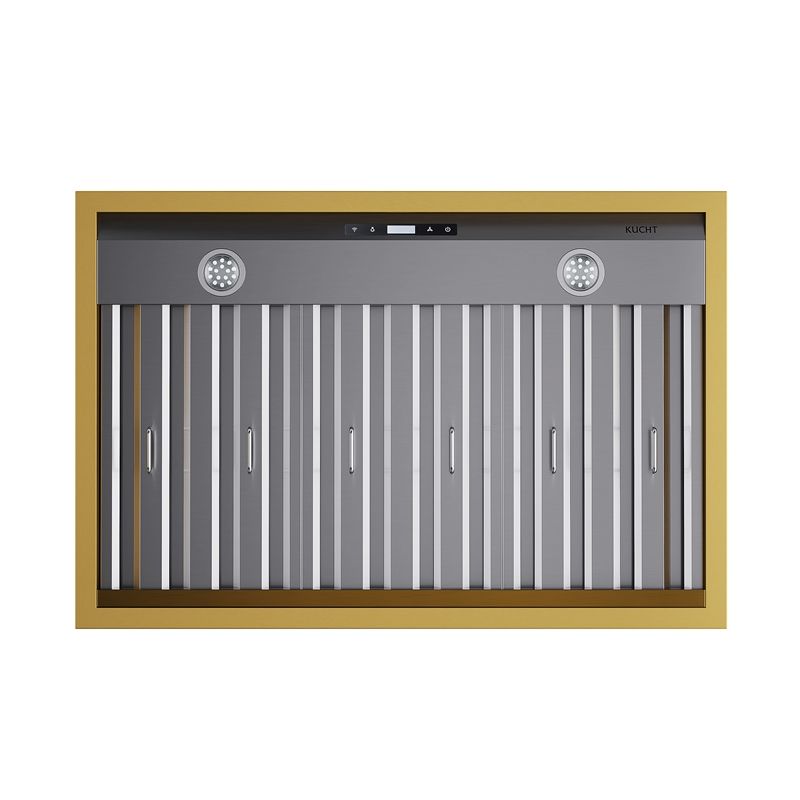 36 in. 600 CFM Wall Mounted Range Hood in Stainless Steel with Gold Accents