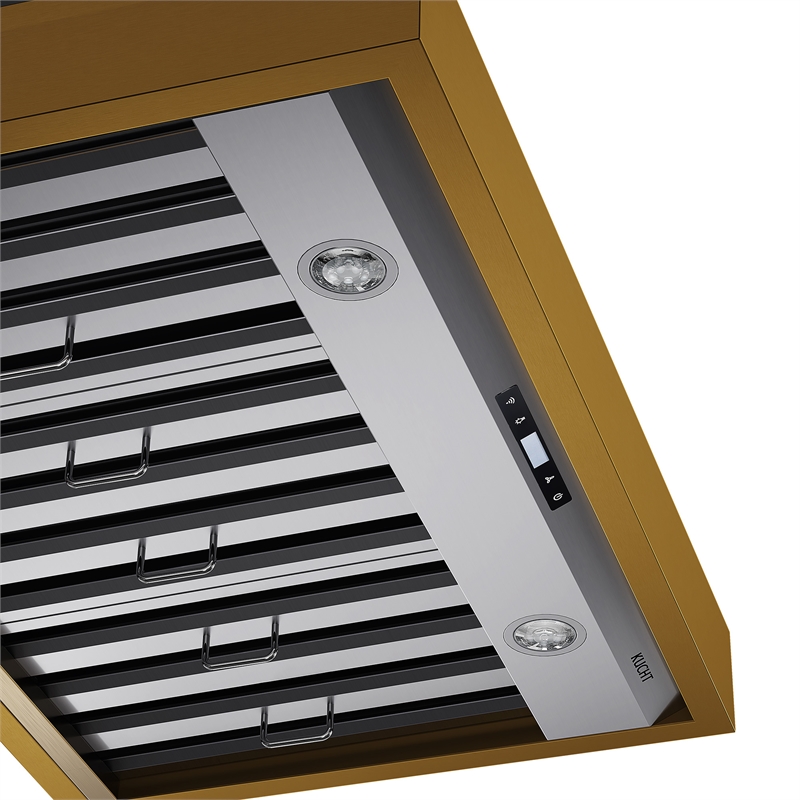 36 in. 600 CFM Wall Mounted Range Hood in Stainless Steel with Gold Accents