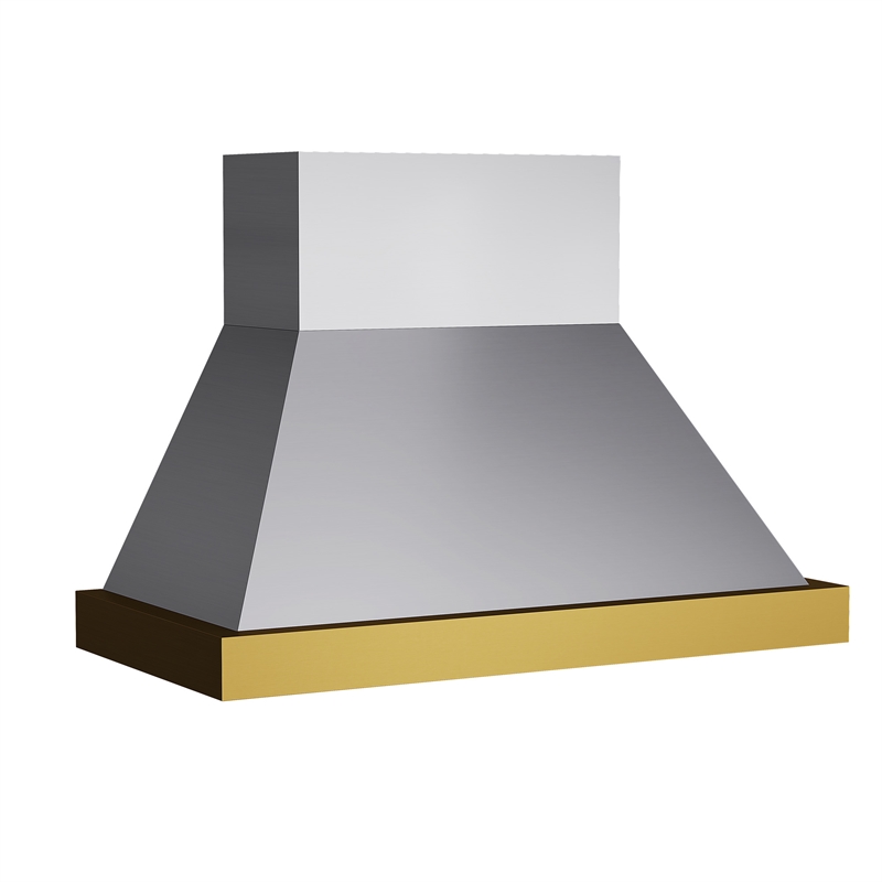 48 in. 800 CFM Wall Mounted Range Hood in Stainless Steel with Gold Accents