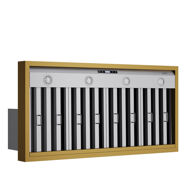 48 in. 800 CFM Wall Mounted Range Hood in Stainless Steel with Gold Accents