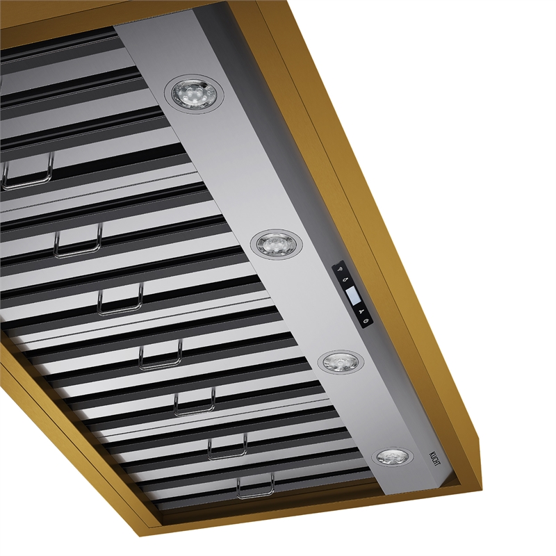 48 in. 800 CFM Wall Mounted Range Hood in Stainless Steel with Gold Accents