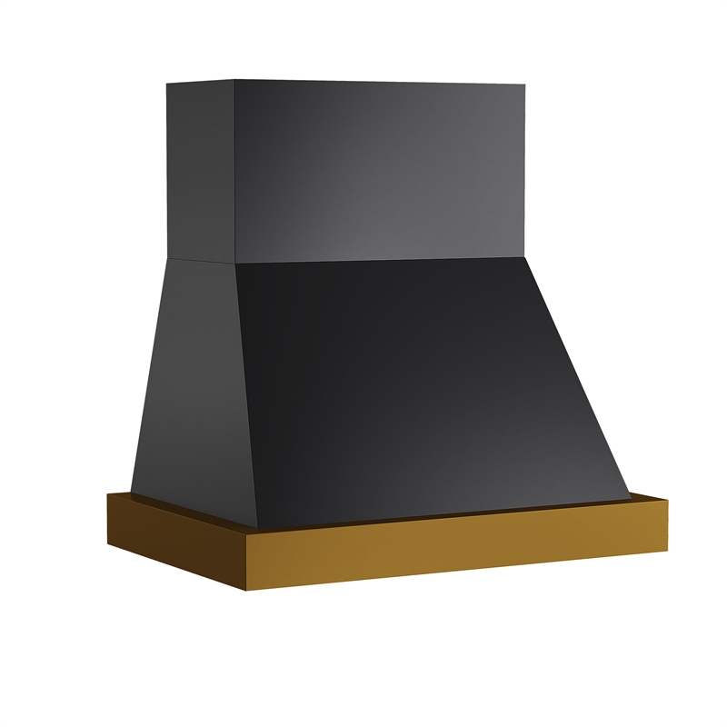 36 in. 600 CFM Wall Mounted Range Hood in Titanium Stainless Steel with Gold