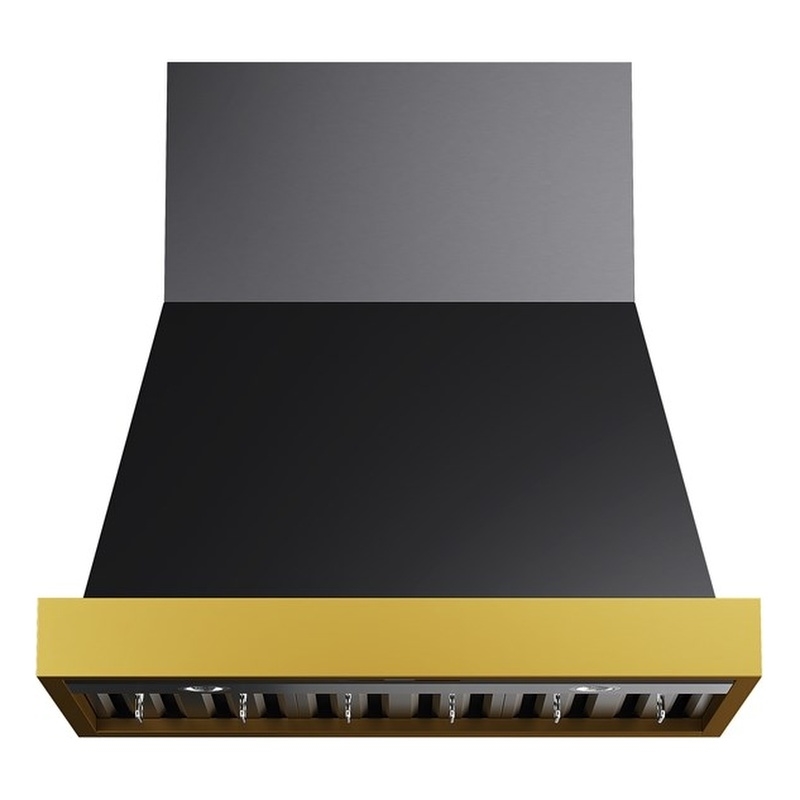 36 in. 600 CFM Wall Mounted Range Hood in Titanium Stainless Steel with Gold
