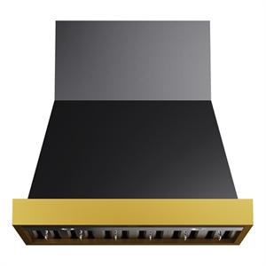 36 in. 600 cfm wall mounted range hood in titanium stainless steel with gold