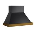 48 in. 800 CFM Wall Mounted Range Hood in Titanium Stainless Steel with Gold