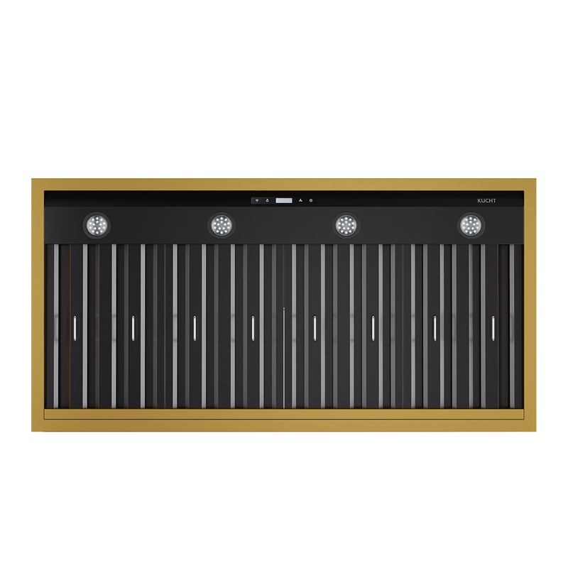 48 in. 800 CFM Wall Mounted Range Hood in Titanium Stainless Steel with Gold