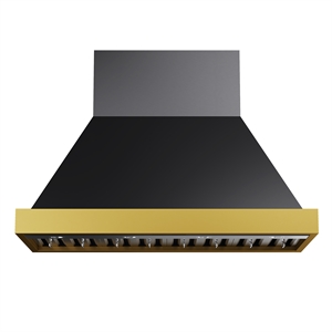 48 in. 800 cfm wall mounted range hood in titanium stainless steel with gold