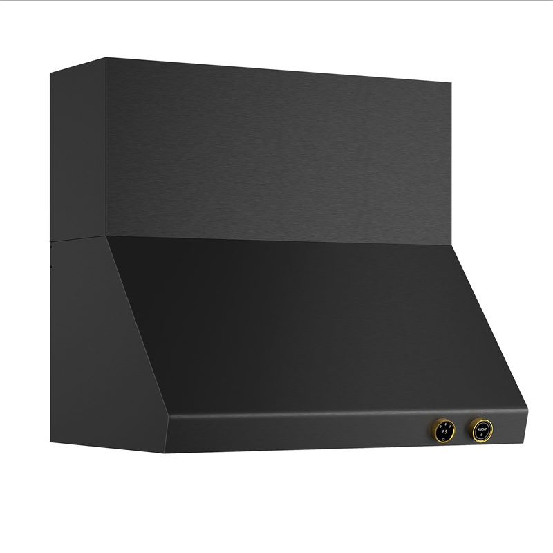 36 in. 900 CFM Wall Mount Range Hood in Titanium Stainless Steel with Gold