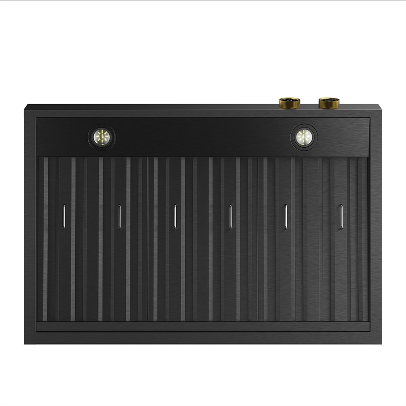 36 in. 900 CFM Wall Mount Range Hood in Titanium Stainless Steel with Gold