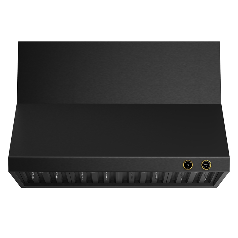 48 in. 900 CFM Wall Mount Range Hood in Titanium Stainless Steel with Gold