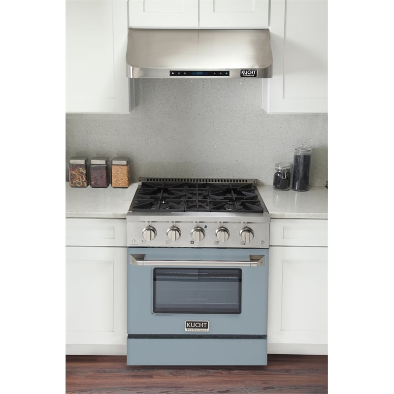 30 in. 4.2 cu. ft. Natural Gas Range with Convection Oven in Light Blue