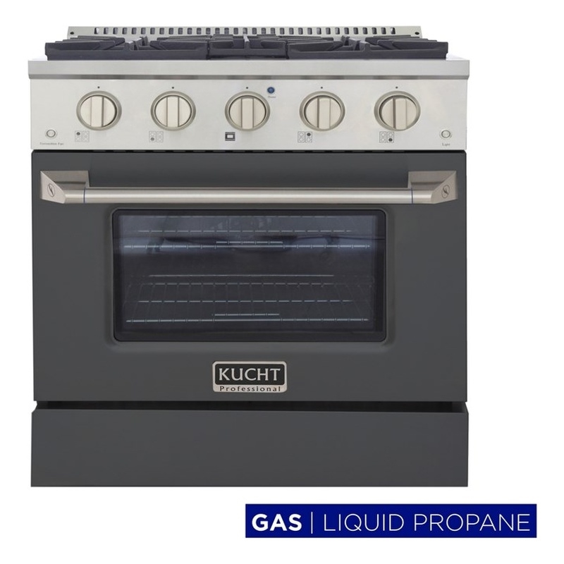30 in. 4.2 cu. ft. Propane Gas Range with Convection Oven in Cement Gray
