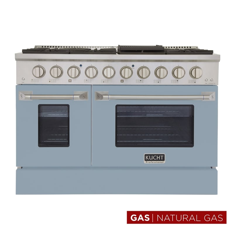 48 in. 6.7 cu. ft. Natural Gas Range with Convection Oven in Light Blue