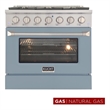 36 in. 5.2 cu. ft. Natural Gas Range with Convection Oven in Light Blue