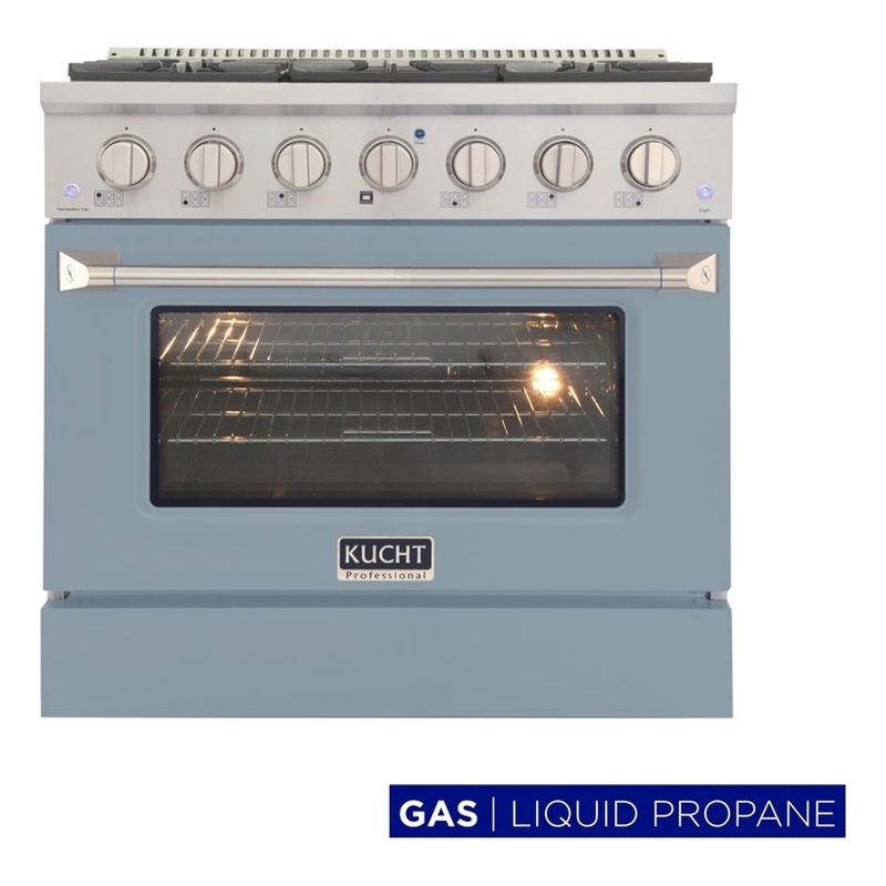 36 in. 5.2 cu. ft. Propane Gas Range with Convection Oven in Light Blue