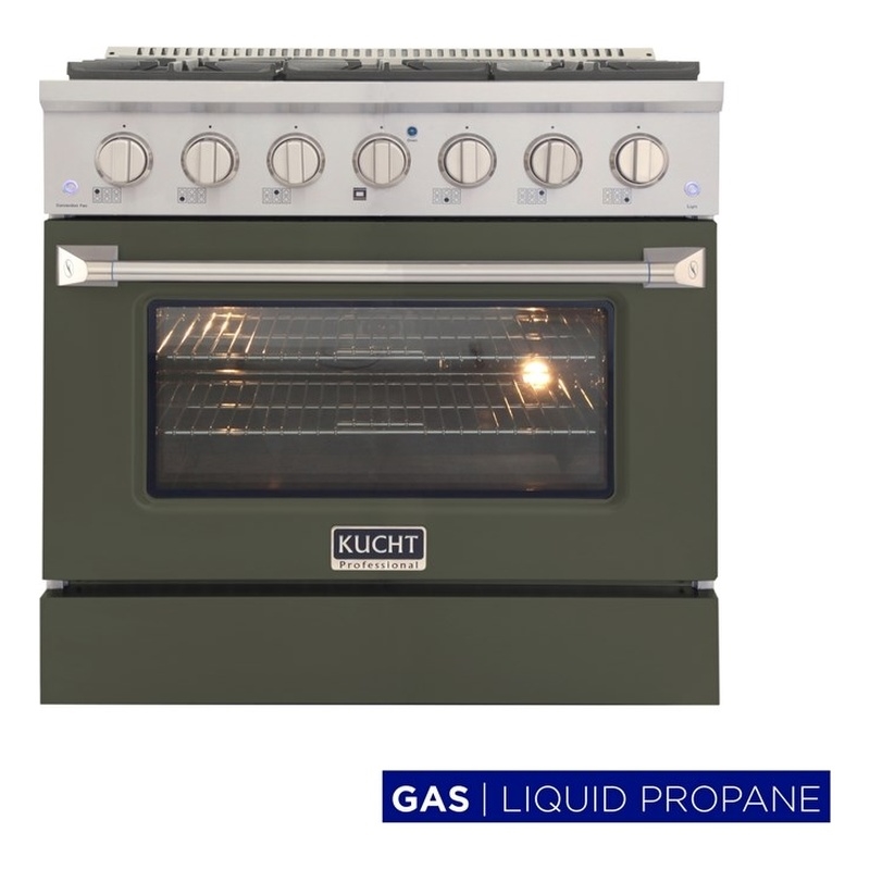 36 in. 5.2 cu. ft. Propane Gas Range with Convection Oven in Olive Green