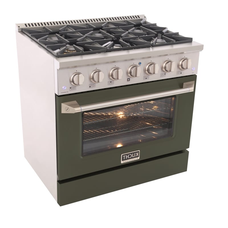 36 in. 5.2 cu. ft. Propane Gas Range with Convection Oven in Olive Green