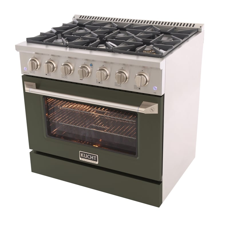 36 in. 5.2 cu. ft. Propane Gas Range with Convection Oven in Olive Green