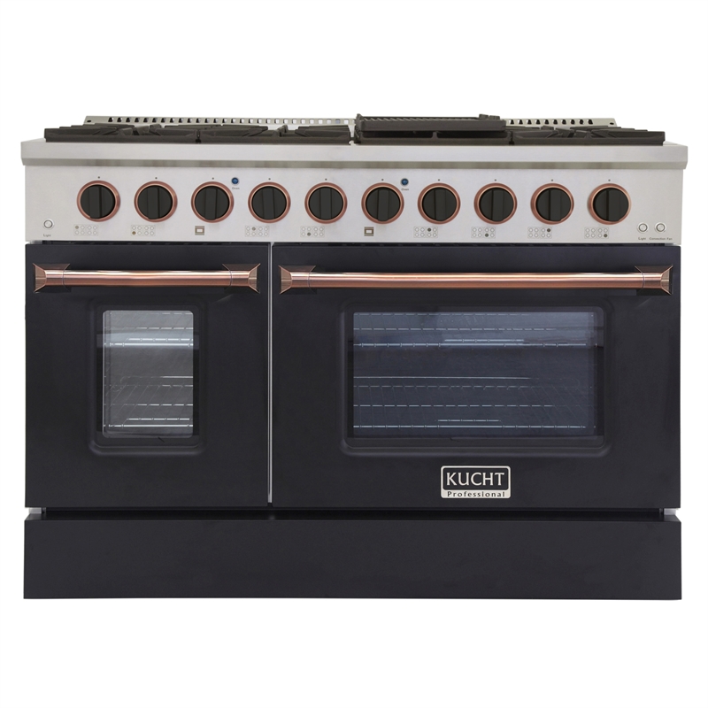 48 in. 6.7 cu. ft. Dual Fuel Range for Natural Gas in Black and Rose Gold