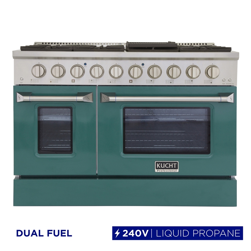 48 in. 6.7 cu. ft. Dual Fuel Range for Propane Gas in Green