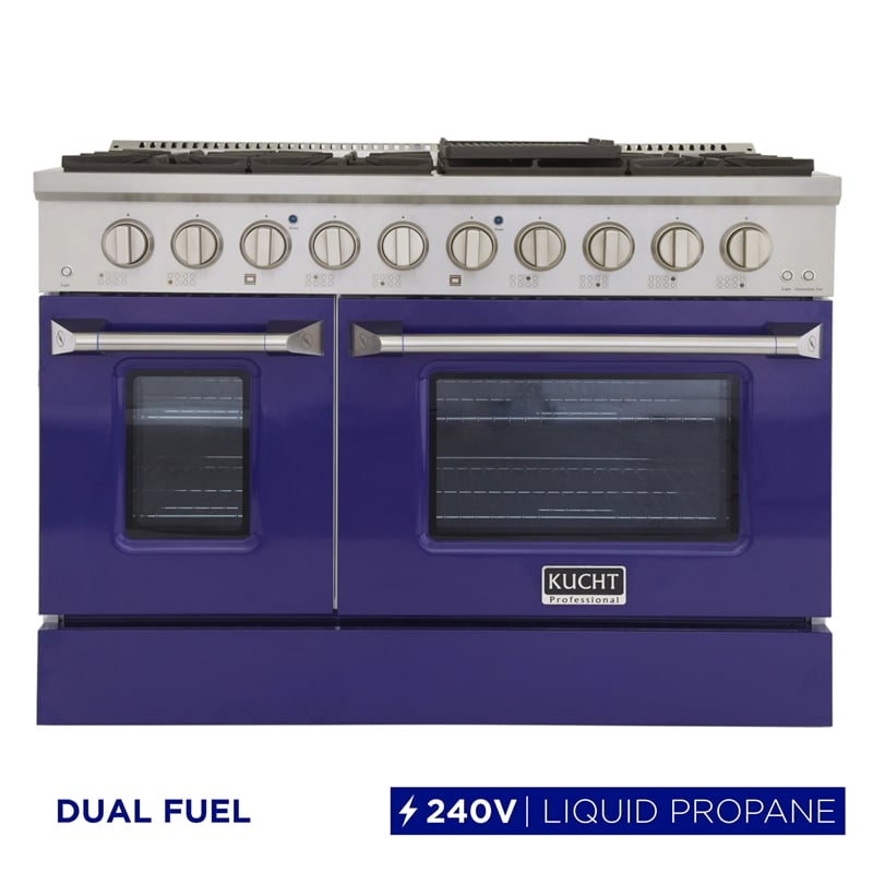 48 in. 6.7 cu. ft. Dual Fuel Range for Propane Gas in Blue