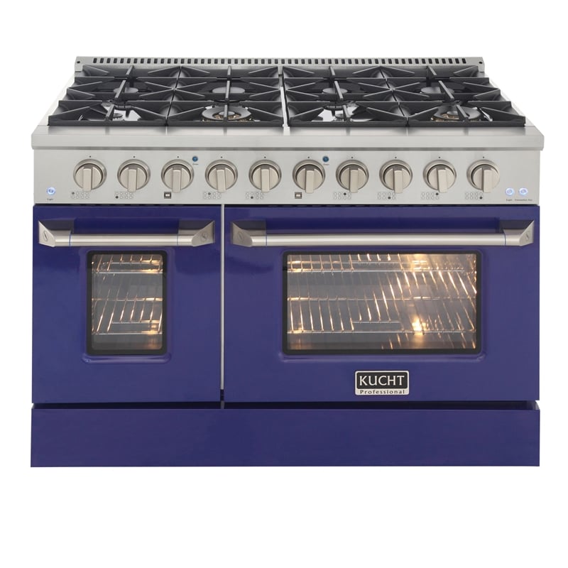 48 in. 6.7 cu. ft. Dual Fuel Range for Propane Gas in Blue