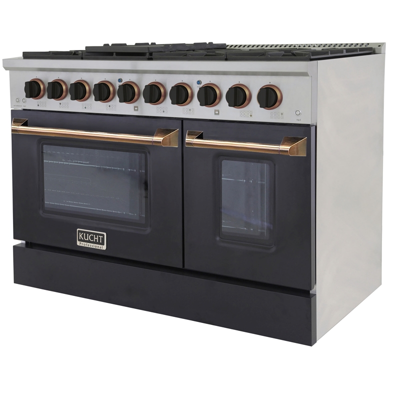 48 in. 6.7 cu. ft. Dual Fuel Range for Propane Gas in Black and Gold