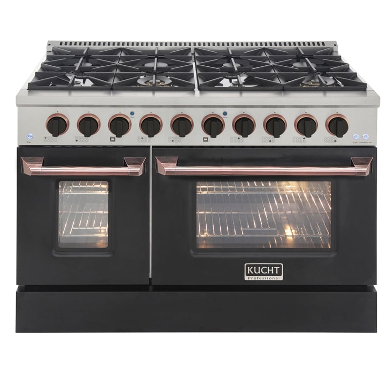 48 in. 6.7 cu. ft. Dual Fuel Range for Propane Gas in Black and Rose Gold