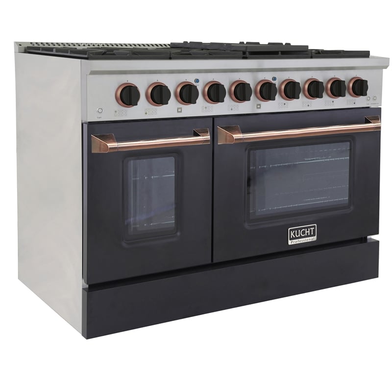 48 in. 6.7 cu. ft. Dual Fuel Range for Propane Gas in Black and Rose Gold