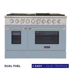 48 in. 6.7 cu. ft. Dual Fuel Range for Propane Gas in Light Blue