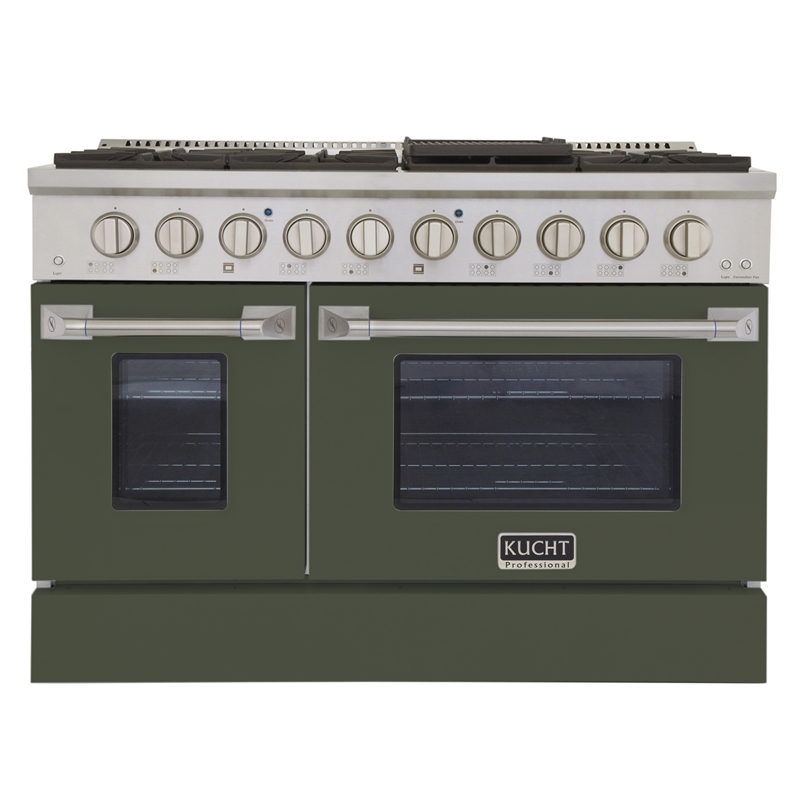 48 in. 6.7 cu. ft. Dual Fuel Range for Propane Gas in Olive Green