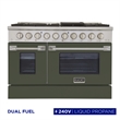 48 in. 6.7 cu. ft. Dual Fuel Range for Propane Gas in Olive Green
