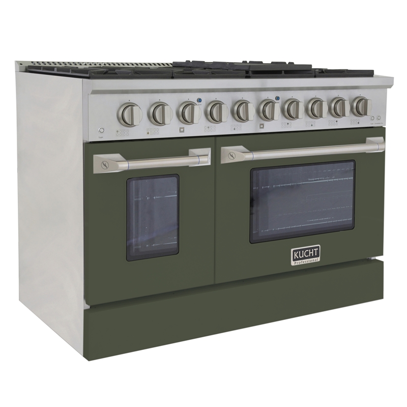 48 in. 6.7 cu. ft. Dual Fuel Range for Propane Gas in Olive Green