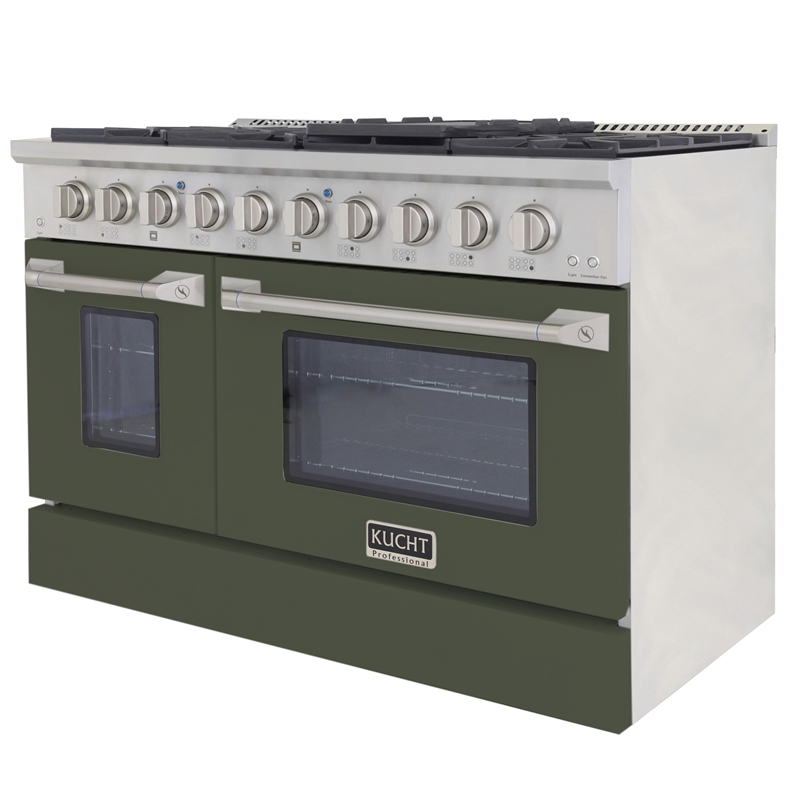 48 in. 6.7 cu. ft. Dual Fuel Range for Propane Gas in Olive Green