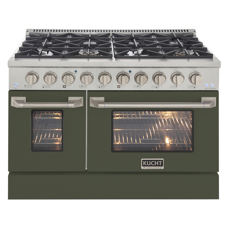 48 in. 6.7 cu. ft. Dual Fuel Range for Propane Gas in Olive Green