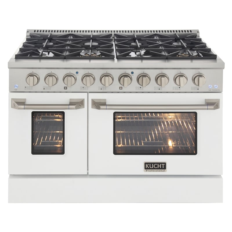 48 in. 6.7 cu. ft. Dual Fuel Range for Propane Gas in White